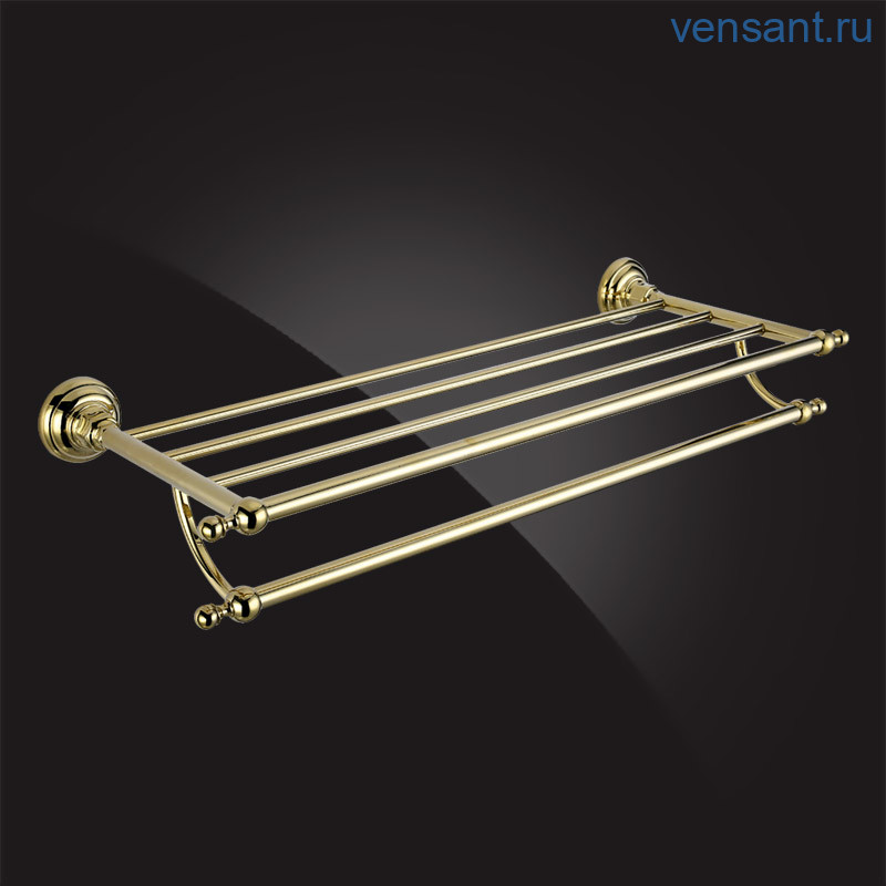 Полка для полотенец с держателем Elghansa PRAKTIC Gold Accessories PRK-205-Gold 56 см, с держателем, золото